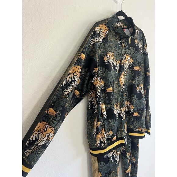 Victorious Mens Green Floral Tiger Track Pants & Jacket Track Suit Set Size 2X - Picture 12 of 16